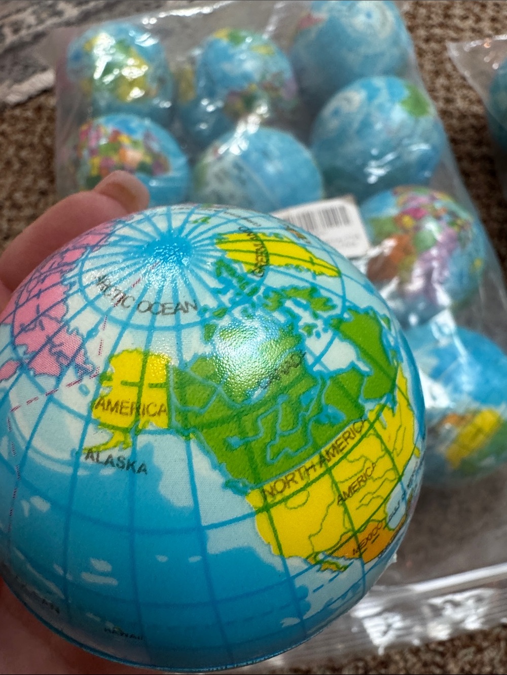 Set of Mini World Globe Stress Balls - Blue 24 balls - Picture 4 of 5